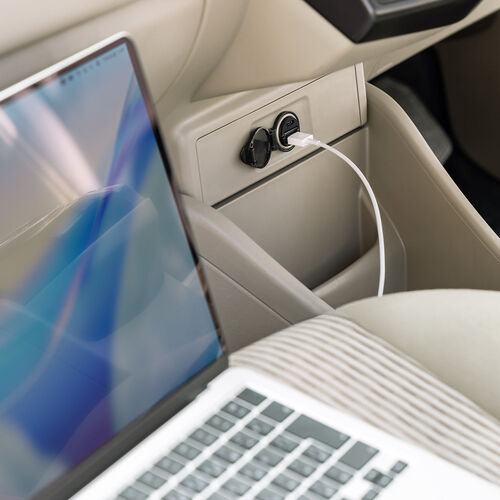 カーチャージャー（PD65W・PD36W・2ポート・コンパクト・USB Type-C・USB A・12V車・24V車・シガーソケット・充電器・ブラック）