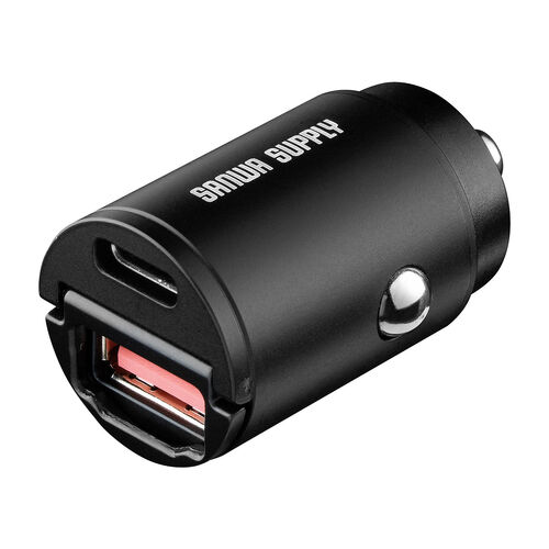 カーチャージャー（PD65W・PD36W・2ポート・コンパクト・USB Type-C・USB A・12V車・24V車・シガーソケット・充電器・ブラック）