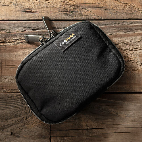 スマートキーケース（鍵・コーデュラ素材・スマートキー・2個収納・カード収納・外側ポケット・コンパクト・軽量・キーリングつき・ブラック）