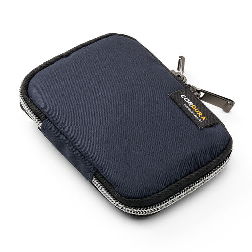 スマートキーケース（鍵・コーデュラ素材・スマートキー・2個収納・カード収納・外側ポケット・コンパクト・軽量・キーリングつき・ネイビー）