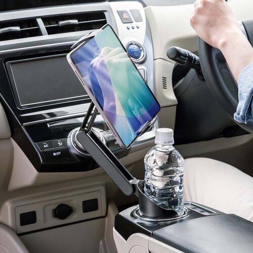 車載ホルダー（タブレットホルダー・ドリンクホルダー・角度調節・カップホルダー・高さ調節・簡単設置）