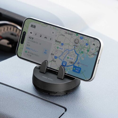 スマホホルダー（スマホスタンド・車・携帯ホルダー・車載・車用・360度回転・角度調整可能・取付簡単・粘着ゲル・ブラック）