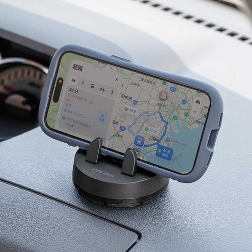 スマホホルダー（スマホスタンド・車・携帯ホルダー・車載・車用・360度回転・角度調整可能・取付簡単・粘着ゲル・ブラック）