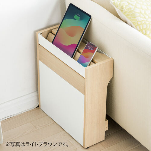 ルーター収納ボックス（ケーブルボックス・幅40cm・高さ45cm・充電ステーション・スマホスタンド機能・モデム・Wi-Fi 扉付き・木製・2段・完成品・ブラック）