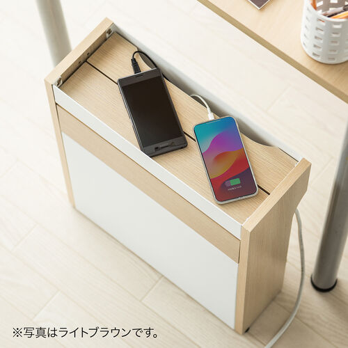 ルーター収納ボックス（ケーブルボックス・幅40cm・高さ45cm・充電ステーション・スマホスタンド機能・モデム・Wi-Fi 扉付き・木製・2段・完成品・ブラック）