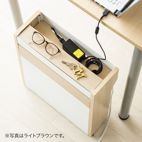 ルーター収納ボックス（ケーブルボックス・幅40cm・高さ45cm・充電ステーション・スマホスタンド機能・モデム・Wi-Fi 扉付き・木製・2段・完成品・ブラック）