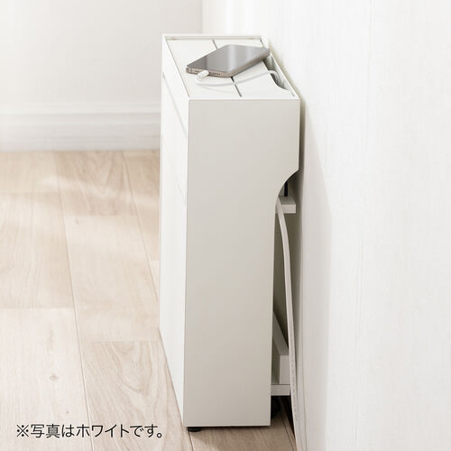 ルーター収納ボックス（ケーブルボックス・幅40cm・高さ45cm・充電ステーション・スマホスタンド機能・モデム・Wi-Fi 扉付き・木製・2段・完成品・ブラック）