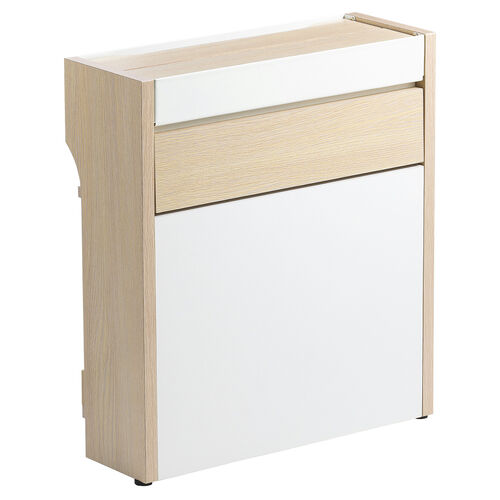 ルーター収納ボックス（ケーブルボックス・幅40cm・高さ45cm・充電ステーション・スマホスタンド機能・モデム・Wi-Fi 扉付き・木製・2段・完成品・ライトブラウン）