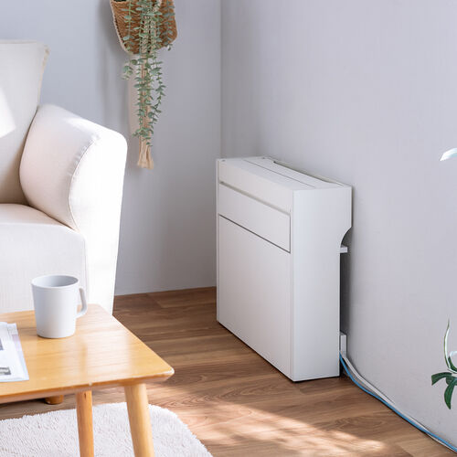 ルーター収納ボックス（ケーブルボックス・幅50cm・高さ45cm・充電ステーション・スマホスタンド機能・モデム・Wi-Fi・扉付き・木製・2段・完成品・ホワイト）