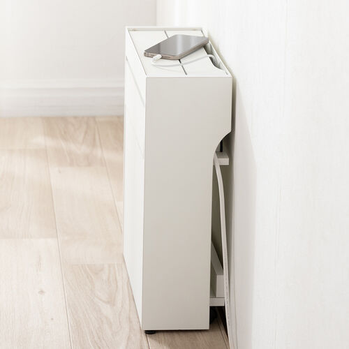 ルーター収納ボックス（ケーブルボックス・幅40cm・高さ45cm・充電ステーション・スマホスタンド機能・モデム・Wi-Fi 扉付き・木製・2段・完成品・ホワイト）