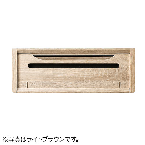 ケーブルボックス（ルーター収納・タップ収納・モデム・NAS収納・ケーブル整理・木製・幅40cm・木目・ダークブラウン）