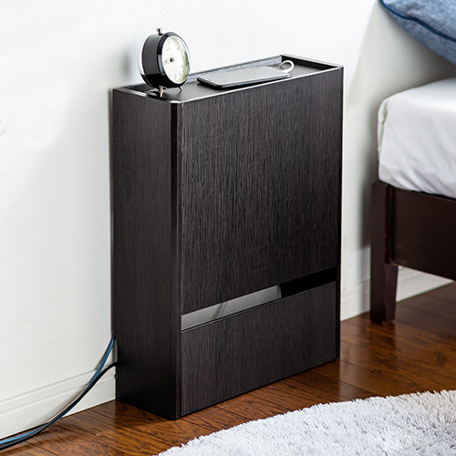 ケーブルボックス（ルーター収納・タップ収納・モデム・NAS収納・ケーブル整理・木製・幅40cm・木目・ダークブラウン）