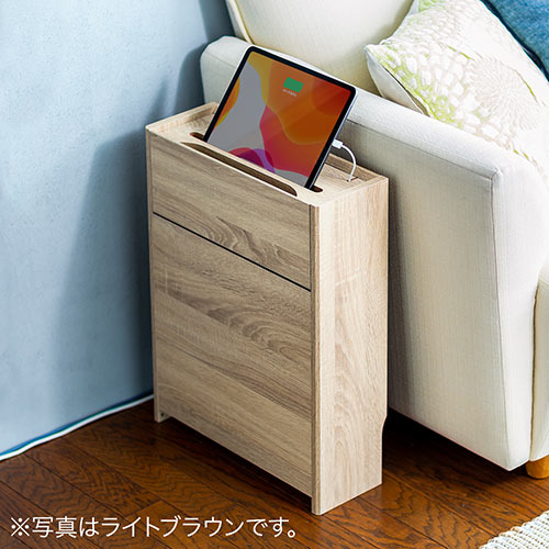 ケーブルボックス（ルーター収納・タップ収納・モデム・NAS収納・ケーブル整理・木製・幅40cm・木目・ダークブラウン）