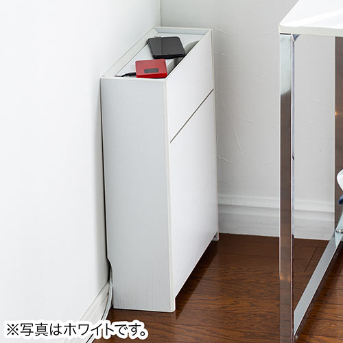 ケーブルボックス（ルーター収納・タップ収納・モデム・NAS収納・ケーブル整理・木製・幅40cm・木目・ダークブラウン）