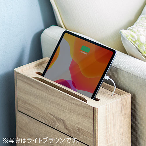 ケーブルボックス（ルーター収納・タップ収納・モデム・NAS収納・ケーブル整理・木製・幅40cm・木目・ダークブラウン）