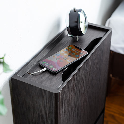 ケーブルボックス（ルーター収納・タップ収納・モデム・NAS収納・ケーブル整理・木製・幅40cm・木目・ダークブラウン）