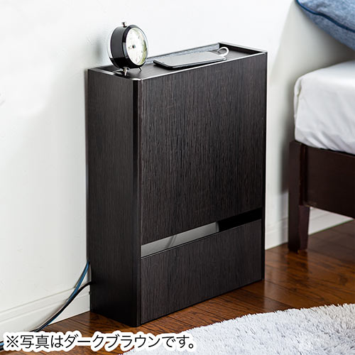 ケーブルボックス（ルーター収納・タップ収納・モデム・NAS収納・ケーブル整理・木製・幅40cm・木目・ライトブラウン）