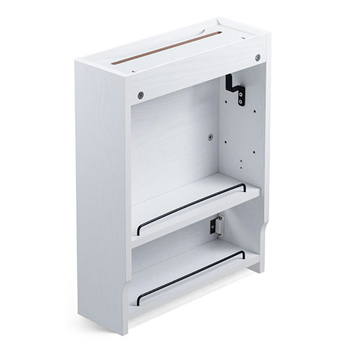 ケーブルボックス（ルーター収納・タップ収納・モデム・NAS収納・ケーブル整理・木製・幅40cm・木目・ホワイト）