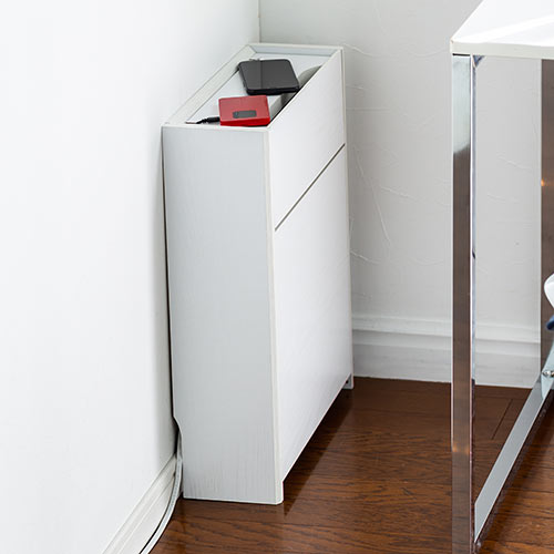 ケーブルボックス（ルーター収納・タップ収納・モデム・NAS収納・ケーブル整理・木製・幅40cm・木目・ホワイト）