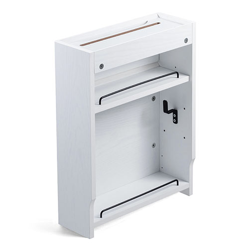 ケーブルボックス（ルーター収納・タップ収納・モデム・NAS収納・ケーブル整理・木製・幅40cm・木目・ホワイト）