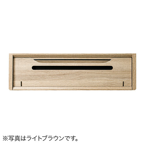 ケーブルボックス（ルーター収納・タップ収納・モデム・NAS収納・ケーブル整理・木製・幅50cm・木目・ダークブラウン）