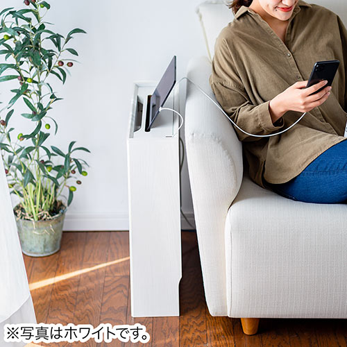 ケーブルボックス（ルーター収納・タップ収納・モデム・NAS収納・ケーブル整理・木製・幅50cm・木目・ダークブラウン）