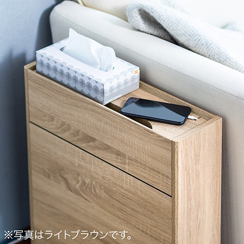 ケーブルボックス（ルーター収納・タップ収納・モデム・NAS収納・ケーブル整理・木製・幅50cm・木目・ダークブラウン）