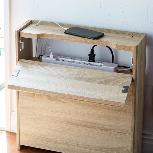 【アウトレット･訳あり・セール】ケーブルボックス（ルーター収納・タップ収納・モデム・NAS収納・ケーブル整理・木製・幅50cm・木目・ライトブラウン）