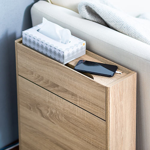 【アウトレット･訳あり・セール】ケーブルボックス（ルーター収納・タップ収納・モデム・NAS収納・ケーブル整理・木製・幅50cm・木目・ライトブラウン）