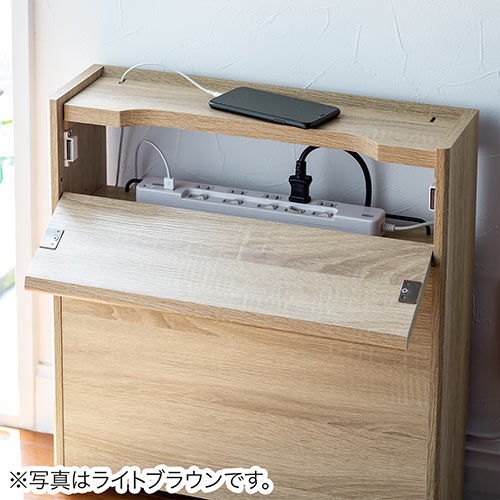 ケーブルボックス（ルーター収納・タップ収納・モデム・NAS収納・ケーブル整理・木製・幅50cm・木目・ホワイト）