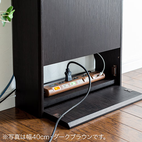 ケーブルボックス（ルーター収納・タップ収納・モデム・NAS収納・ケーブル整理・木製・幅50cm・木目・ホワイト）