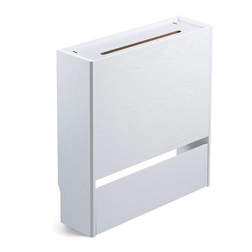 ケーブルボックス（ルーター収納・タップ収納・モデム・NAS収納・ケーブル整理・木製・幅50cm・木目・ホワイト）