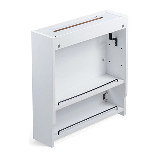 ケーブルボックス（ルーター収納・タップ収納・モデム・NAS収納・ケーブル整理・木製・幅50cm・木目・ホワイト）