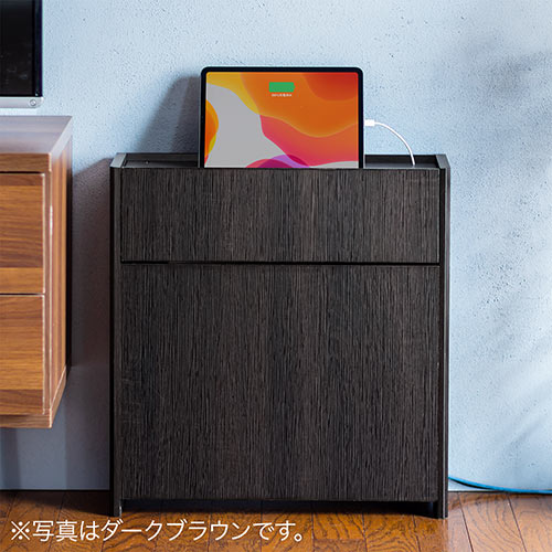 ケーブルボックス（ルーター収納・タップ収納・モデム・NAS収納・ケーブル整理・木製・幅50cm・木目・ホワイト）