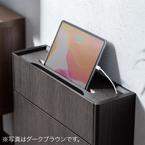 ケーブルボックス（ルーター収納・タップ収納・モデム・NAS収納・ケーブル整理・木製・幅50cm・木目・ホワイト）