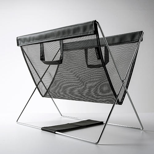 カバン置き（メッシュ・おりたたみ・オフィス・カバン入れ・机下収納・テレワーク・メッシュ・折りたたみ・ブラック）