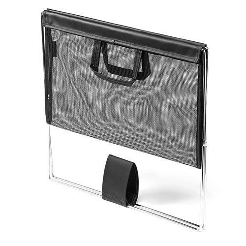 カバン置き（メッシュ・おりたたみ・オフィス・カバン入れ・机下収納・テレワーク・メッシュ・折りたたみ・ブラック）