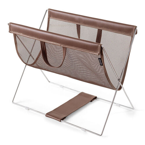 カバン置き（メッシュ・おりたたみ・オフィス・荷物置き・耐荷重5kg・荷物入れ・バッグ置き台・手荷物・コンパクト・飲食店・ブラウン）