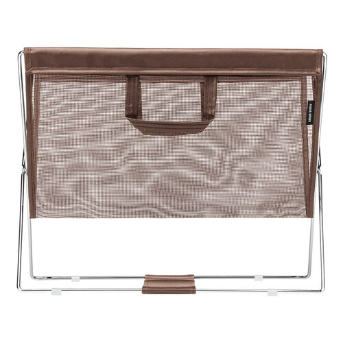 カバン置き（メッシュ・おりたたみ・オフィス・荷物置き・耐荷重5kg・荷物入れ・バッグ置き台・手荷物・コンパクト・飲食店・ブラウン）