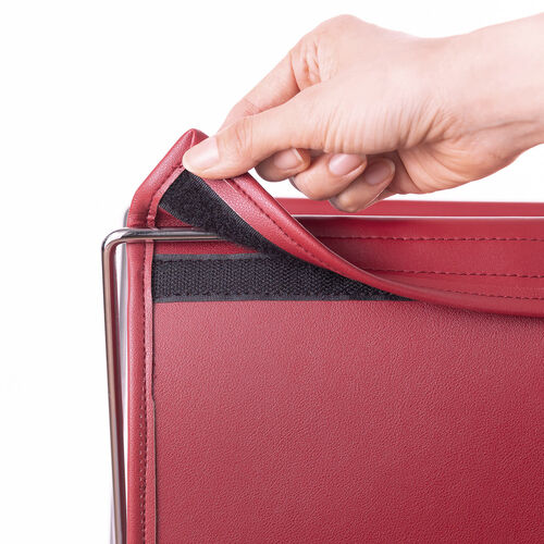 カバン置き（折りたたみ・荷物置き・合成皮革・耐荷重5kg・荷物入れ・バッグ置き台・手荷物・コンパクト・飲食店・レッド）