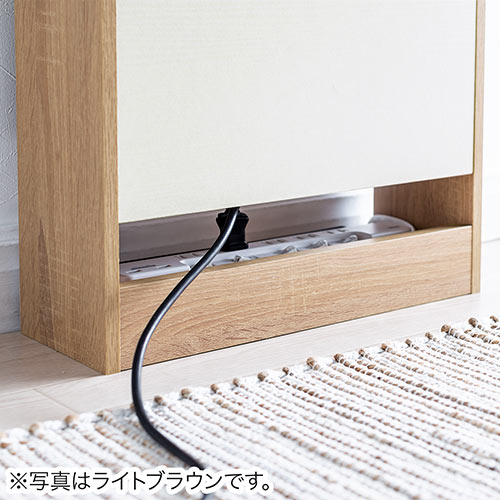 ケーブルボックス（タップ収納・ルーター収納・木製・高さ58cm・ハイタイプ・整理整頓・すっきり・ダークブラウン）