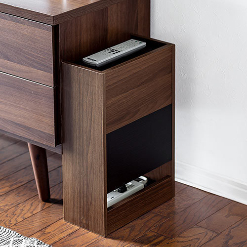 ケーブルボックス（タップボックス・ルーター収納ボックス・木製・高さ45cm・幅30cm・机上設置タイプ・ダークブラウン）