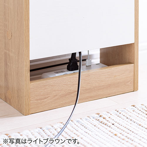 ケーブルボックス（タップボックス・ルーター収納ボックス・木製・高さ45cm・幅30cm・机上設置タイプ・ダークブラウン）