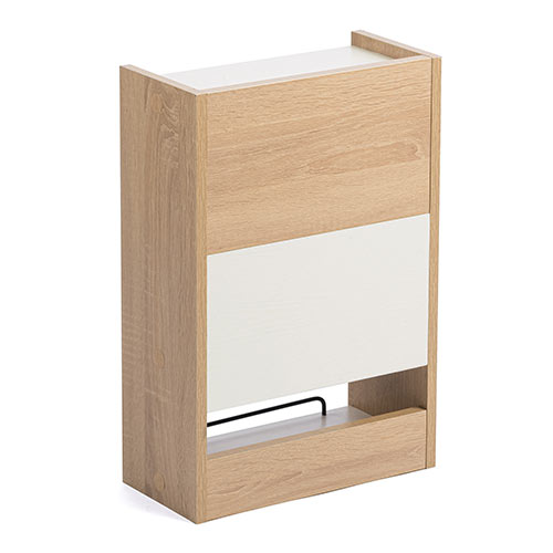 ケーブルボックス（タップボックス・ルーター収納ボックス・木製・高さ45cm・幅30cm・机上設置タイプ・ライト木目）