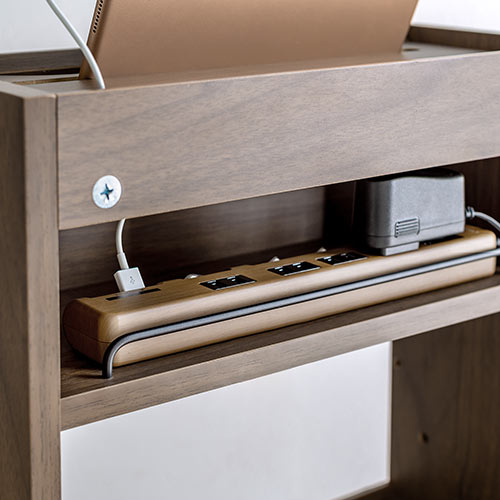 ケーブルボックス お掃除ロボット対応 3段（ルーター収納・タップボックス・ロボット掃除機・木製・高さ65cm・ダークブラウン）