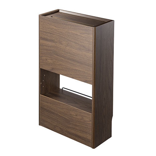 ケーブルボックス お掃除ロボット対応 3段（ルーター収納・タップボックス・ロボット掃除機・木製・高さ65cm・ダークブラウン）