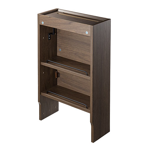 ケーブルボックス お掃除ロボット対応 3段（ルーター収納・タップボックス・ロボット掃除機・木製・高さ65cm・ダークブラウン）
