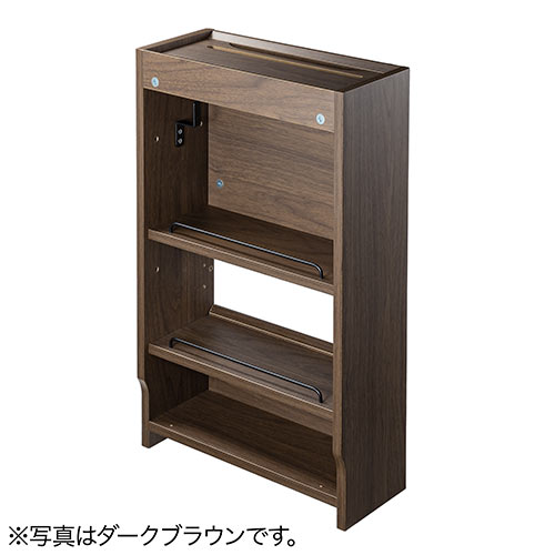 ケーブルボックスルーター収納タップボックス ロボット掃除機設置 木製 3段 高さ65cm ライトブラウン