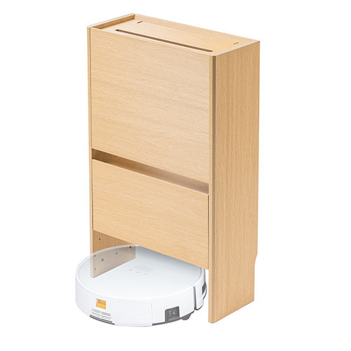 ケーブルボックスルーター収納タップボックス ロボット掃除機設置 木製 3段 高さ65cm ライトブラウン
