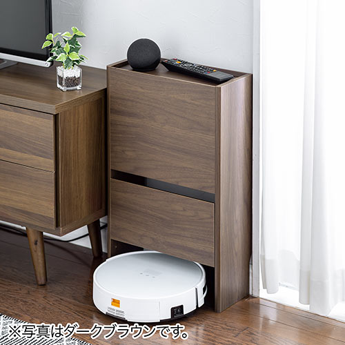 ケーブルボックスルーター収納タップボックス ロボット掃除機設置 木製 3段 高さ65cm ライトブラウン